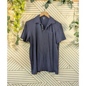 Vince Men's Collared Blue Light Cotton Short Sleeve Polo Shirt Size Medium